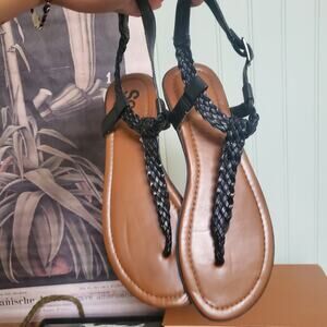 SO braided thong sandals ankle buckle barely there minimal chanclas